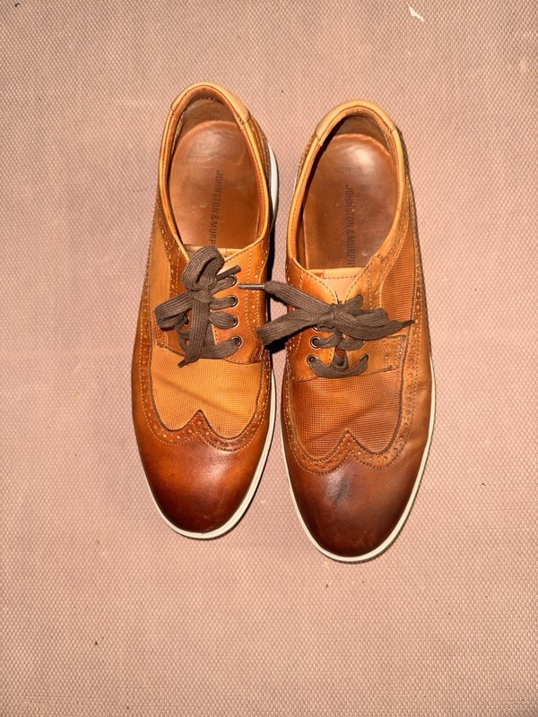 Johnston & Murphy Wingtip Brogue Lace Up Brown Sneakers Men Rubber Sole
