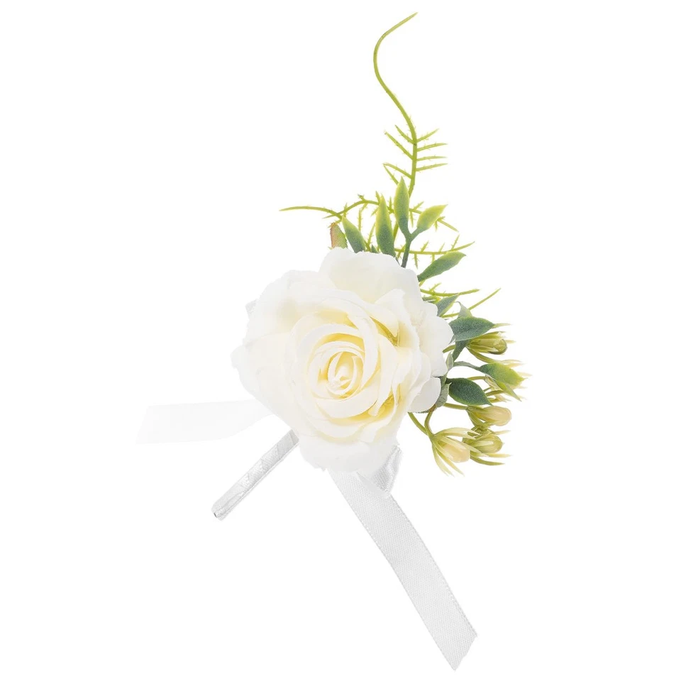 Fleur artificielle boutonnière de mariage, Corsage du marié pour robe de - Photo 4/4