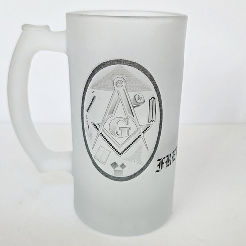 Masonic Freemason Mug Stein Beer Heavy Frosted Mason Glass