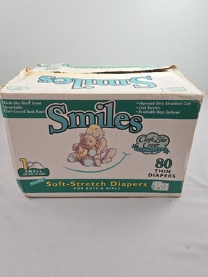 Vintage Smiles Diapers Empty Box 1990s Size Small 80 CT Prop Movie Retro Display