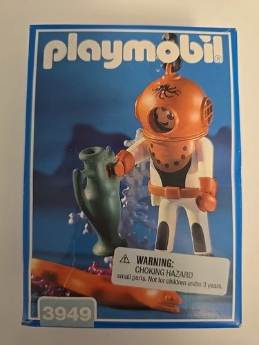 Playmobil 3949 Vintage Deep Sea Diver Figure Retired w/ Amphora Vase NIB