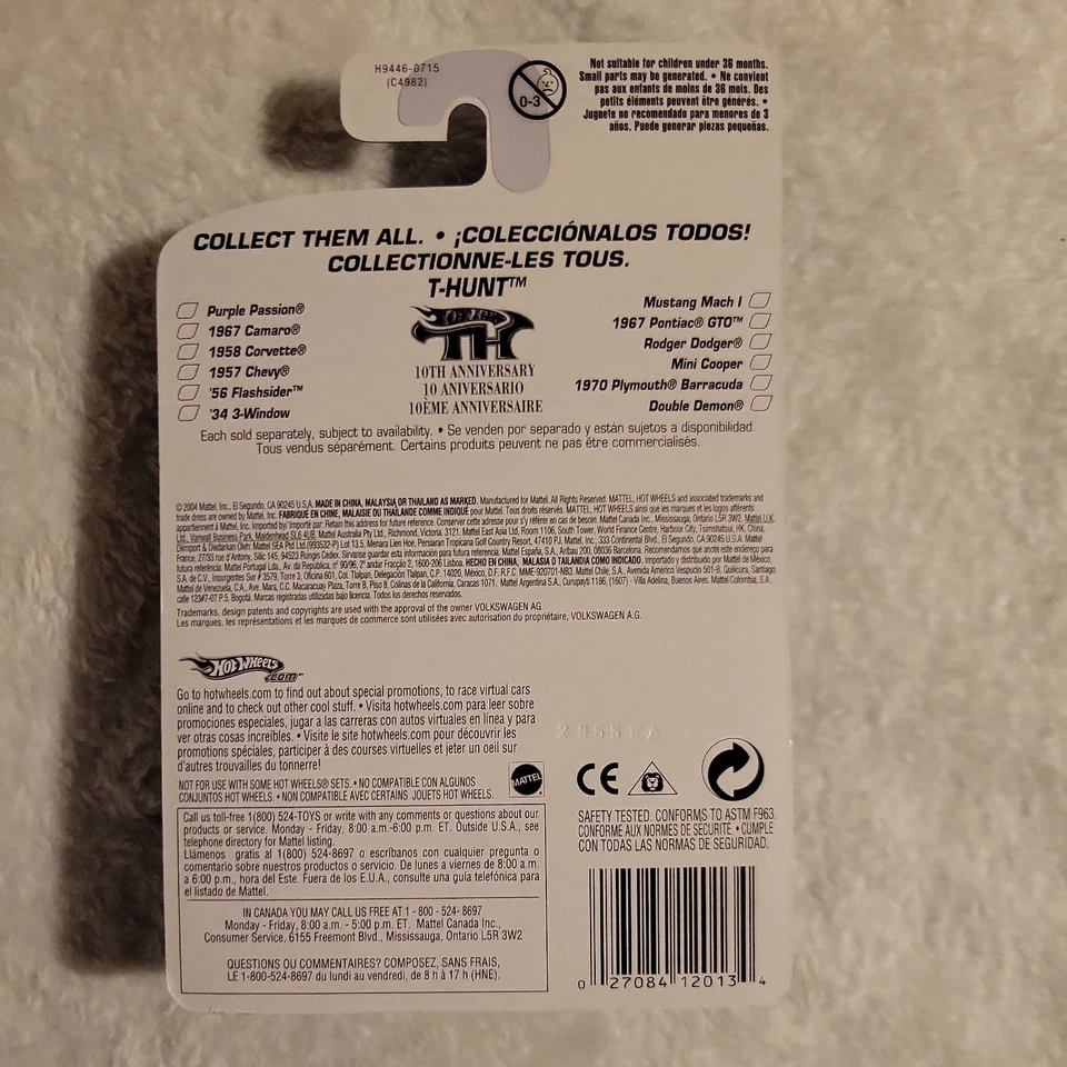 Autobús de arrastre VW personalizado Hot Wheels # 13 de 12 Treasure Hunt 2005 propiedad de adultos Foto 3 de 4