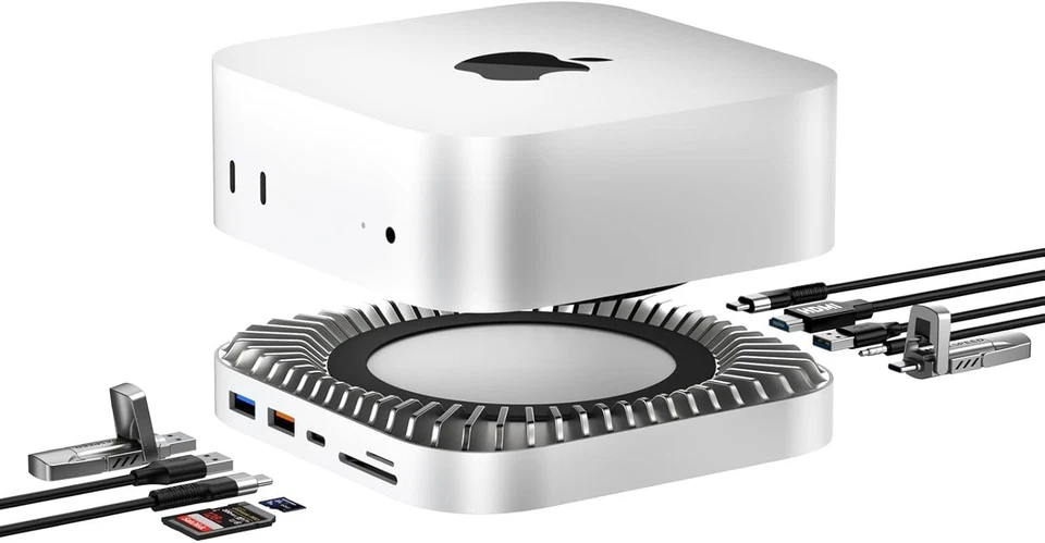 Elegant Aluminum Mac Mini Dock with HDMI, USB-C, and SSD Support for M4 Pro - Image 3 of 4