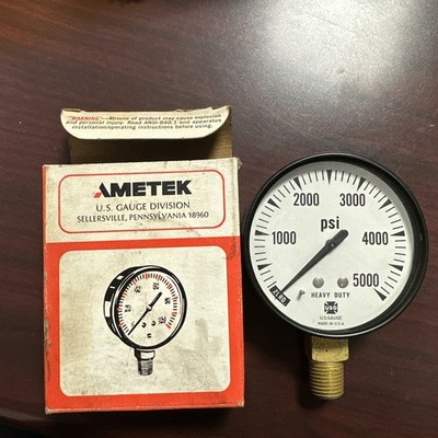 AMETEK US Gauge 0-5000 PSI Heavy Duty Pressure Gauge NOS Made in USA