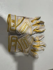 Game Used Worn Salem Red Sox Franklin Yellow Batting Gloves