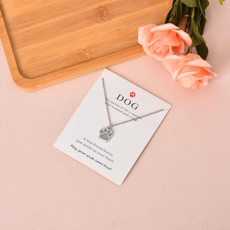 Dog Paw Print Necklace for Women Men Pet Memorial Gifts for Dogs Necklace 