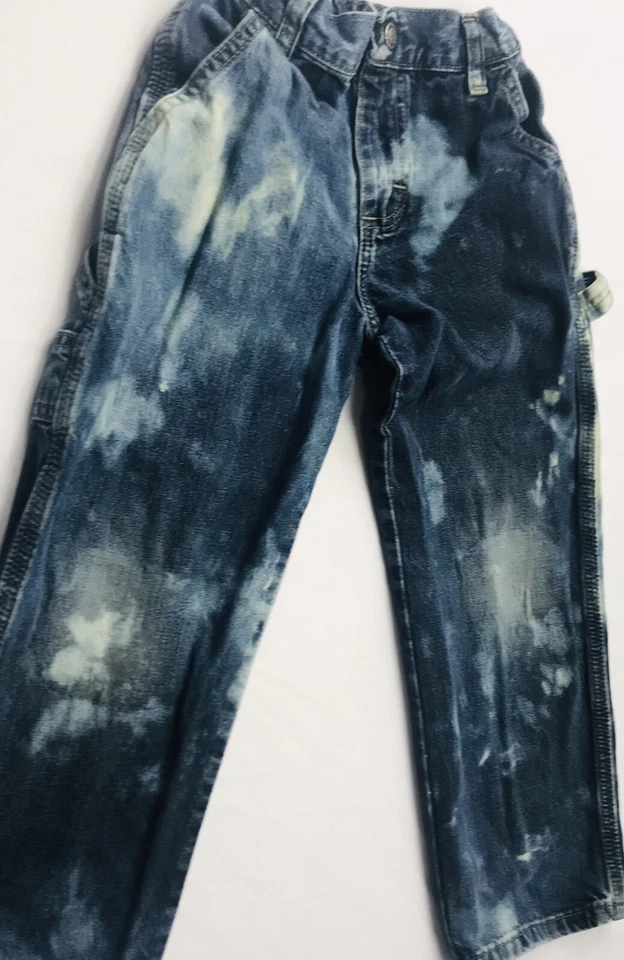 Vintage Boys Jeans Custom 7 R Waist Button Tie Dyed Distressed Destroyed Blue - Image 4 of 4