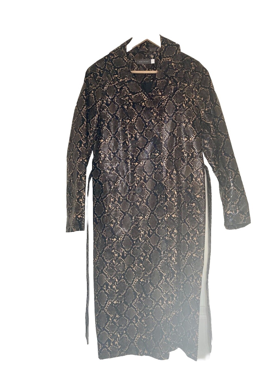Mint Velvet, Vinyl Trench Coat, Faux Snakeskin, Brown Mix, UK 12