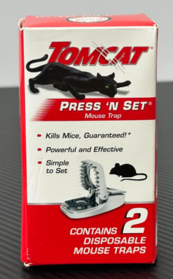 Tomcat Press 'N Set Mouse Trap Plastic, Spring-Loaded Mouse Killer with Grab-Tab