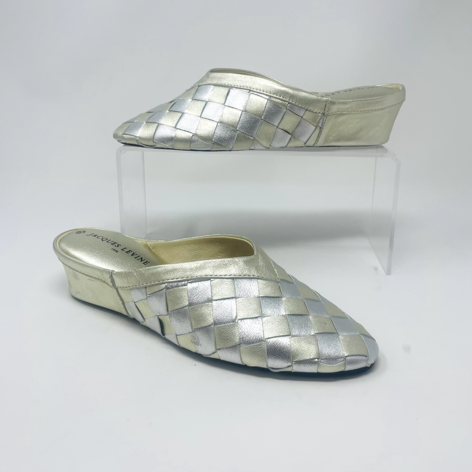 PANTOFOLA D’ORO Pantofole per camera da letto in pelle metallica oro Jacques Levine 4640 mulo taglia 5