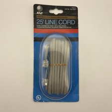 AT T 25' Line Cord 15910 satin silver NIB phone fax computer answering machine