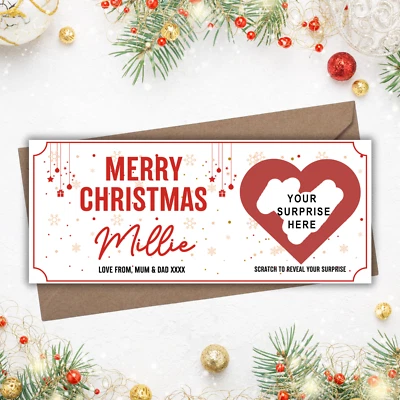 CRAFT PRINTS Personalised Surprise Christmas Scratch To Reveal Ticket for Any Surprise/Event
