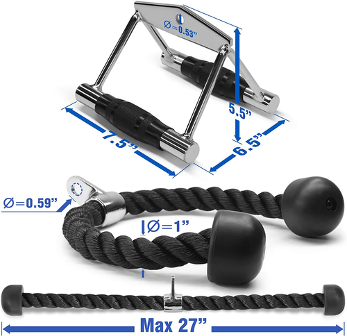 Tricep Press Down & LAT Pulldown Cable Machine Attachment Set – Accessories for - Picture 2 of 8