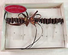 Bridal Garter Brown Vintage Luscious Laces Satin Tulle Rhinestone USA Unused