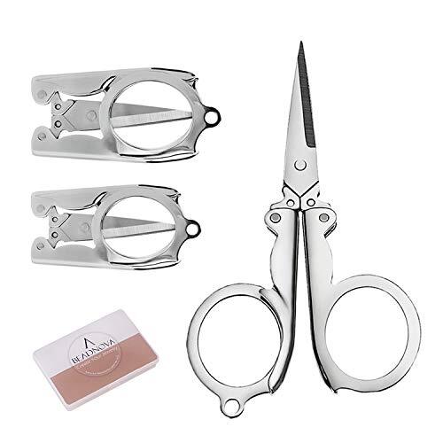 4 Pack Foldable Stainless Steel Scissors With Keychain - Portable Mini Travel & Craft Scissors