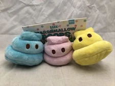 Bark Box Dog Toys 3 Marshmallow Poops Emojis M/L Rare Squeaky Crinkle Plush NWT