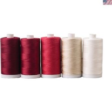 Assorted Cotton Thread Set - 5 Spools, 1200 Yards, Perfect for Crafters