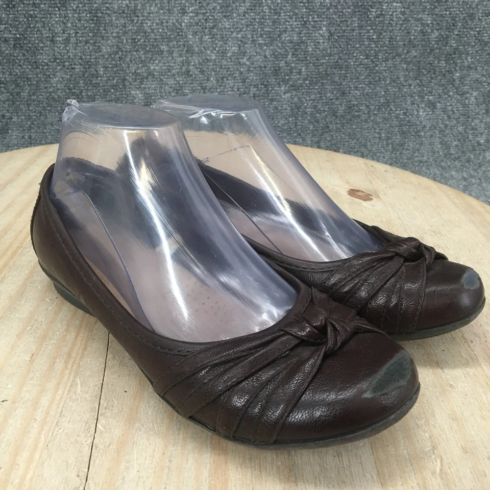 Merona Shoes Womens 7.5 Target Ballet Flats Brown Leather Slip On Round Toe - Image 3 of 4