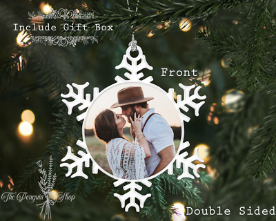 Personalisierte Fotos Text Schneeflocke doppelseitig Ornament Weihnachtsdeko