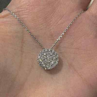 2 CT Round Cut White LabCreated Diamond Solitaire Pendant 14K White Gold Plated