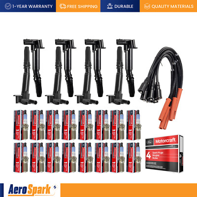 8 Ignition Coil & Wireset & 16 Motorcraft Spark Plug for Ford F-250 Super Duty