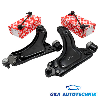 2x Querlenker + Febi Koppelstangen Li + Re passend für OPEL CORSA C TIGRA B