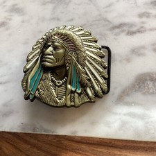 vintage indian chief belt buckle