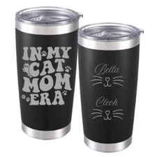Meow Personalized Cat Mom Era Engraved Tumbler Gift For Mother's Day- Pet Lovers
