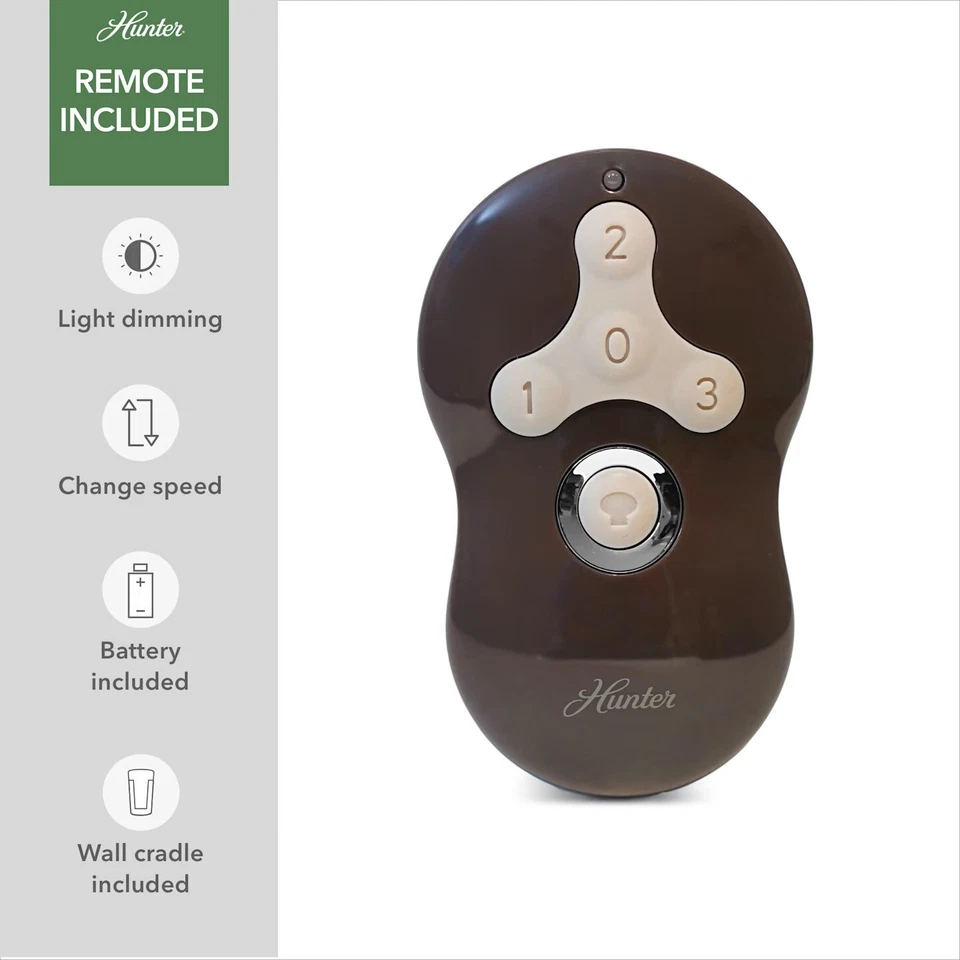 Hunter Ventilador 48 pulgadas Bronce Noble Ventilador de Techo con Luz y Control Remoto 3 Hojas Foto 2 de 4