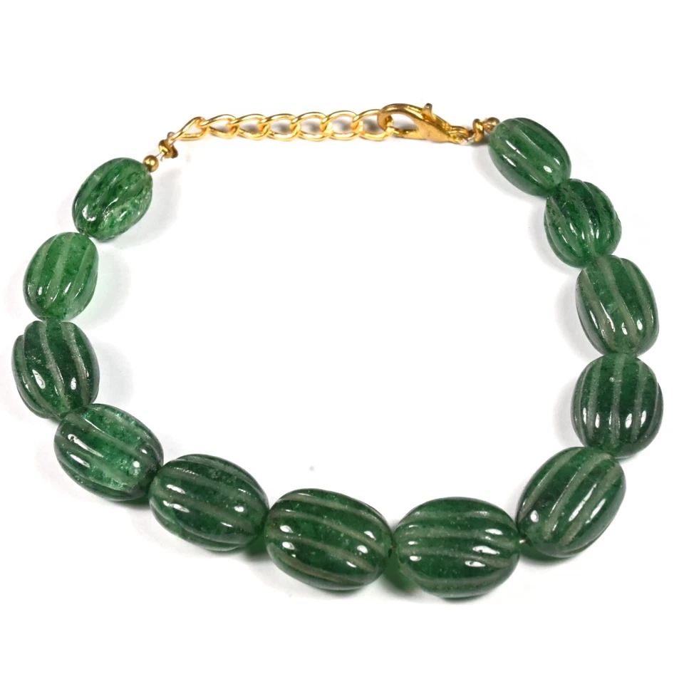 Zierlicher russischer Smaragd handgeschnitzter ovaler Edelstein Perlen handge... - Bild 2 von 4