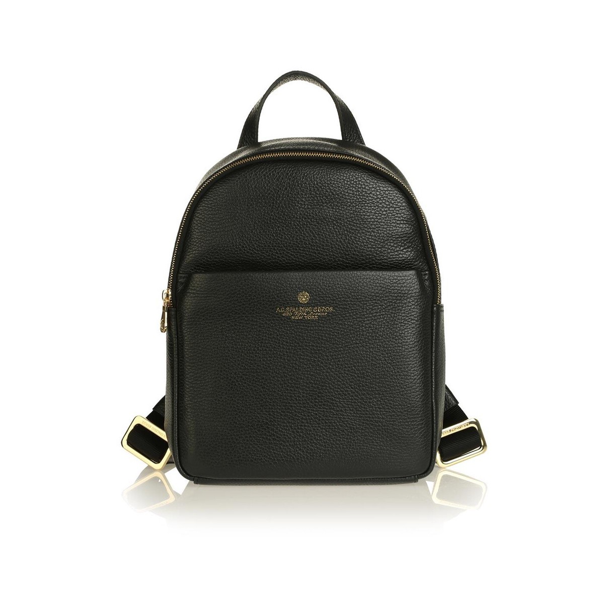 Women small backpack Spalding Tiffany black leather casual zipper rucksack  bag