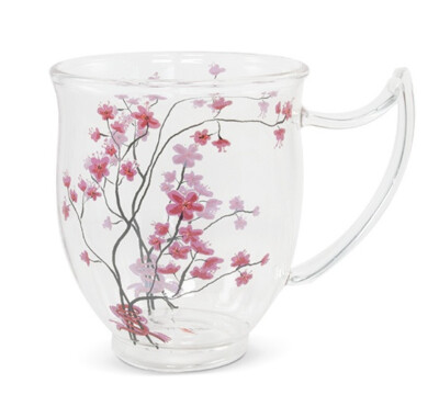 TeaLogic Cherry Blossom - Becher aus Glas 0,35l - Kirschblütenmotiv