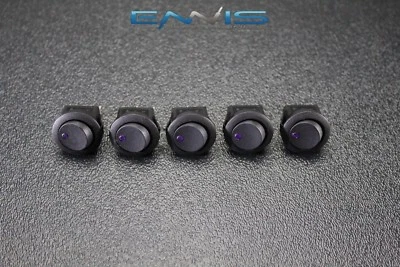 ENNIS ELECTRONICS 5 PCS ROUND ROCKER SWITCH 3/4 HOLE 16 AMP 12V 3 PIN PURPLE LED TOGGLE IBRRSP