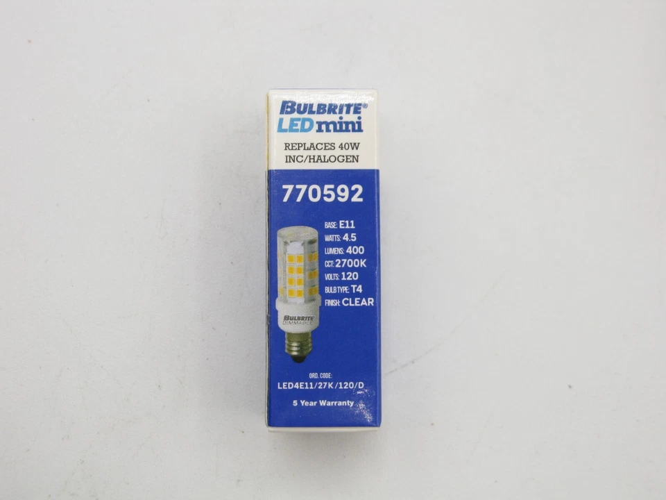 Bulbrite 4.5W Dimmable T4 E11 LED Bulb 16 pack (Upper) - Image 3 of 3