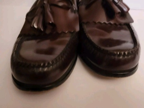 LL Bean Hand-sewn Penny Loafers Tassels Mens Sz 11 Leather Shoes Brown - Picture 7 of 9