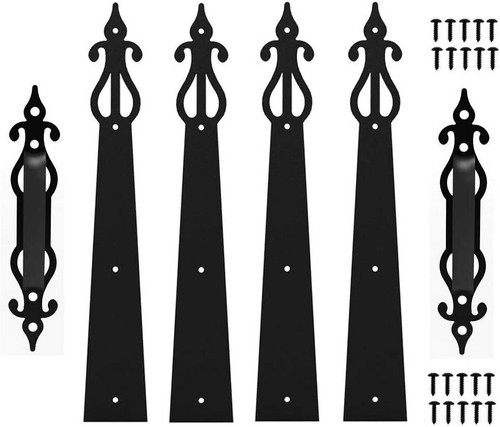 Steel Garage Door Hardware Kit Decorative Carriage House 4pc Hinges 2pc Handles - Picture 26 of 50