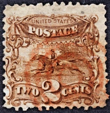 113 ( 2c Pictorial )   - TARGET / BULLSEYE FANCY CANCEL - SCARCE in RED !!