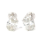 Earrings 14k White Gold H Si 1.85ct Oval Cut Lab Grown Diamond Basket Set Stud