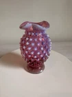Mini Fenton Glass Cranberry Hobnail Vase