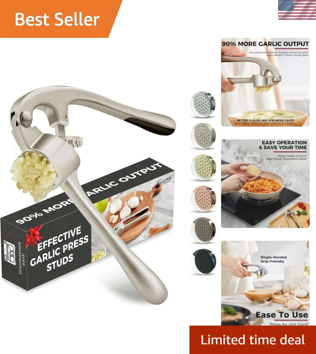 High Effective Garlic Press With Studs, Heavy Duty Garlic Mincer, Easy to Squ...
Opens in a new wind