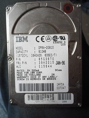IBM DPRA-20810  2.5 INCH  17MM   810MB  39H2215 HARD DISC DRIVE        E15644