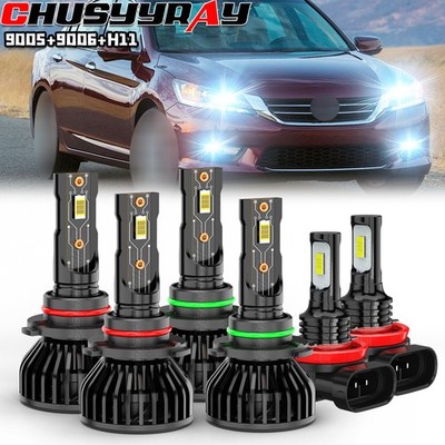 Combo Pack 9005 9006 H11 LED Headlight High Low Beam + Fog Light Bulbs White