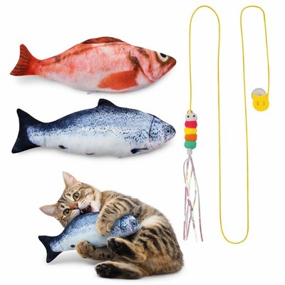 ALLIGEAR 2 +1 Cat Toy, 11.8'' Catnip Fish Toy Washable Salmon + Red Rockfish