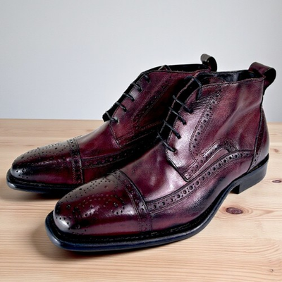 #ad #ad Ivan Troy Men#x27;s Leather Boots Chaka Burgundy Ivan Troy Made in Italy $225.00