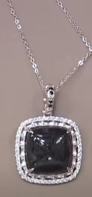 Jade of Yesteryear Square Black Jade & Cubic Zirconia Pendant Necklace, 18''