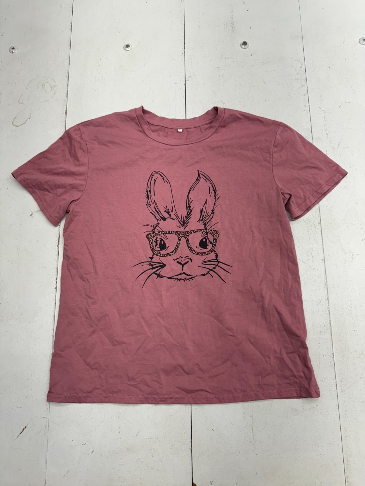 Shein Solid Red Bunny Graphic Basic Short Sleeve … - image 1