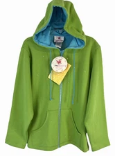 Quacker Factory Embelllished Hooded Jacket Sz Large Green Zip A57369 Women EE767
