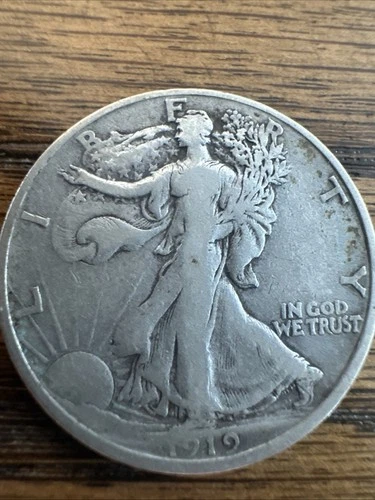 1919 d walking liberty half dollar Key  Date VG