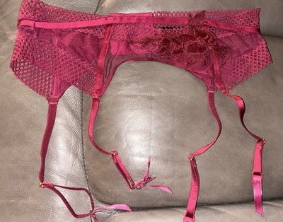 Ann Summers Garter Belt Wine Plum Burgundy Medium 12-14 NWOT Floral Mesh