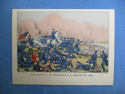 1960 Currier & Ives Civil War Print - Battle of Newbern, North Carolina, 1862